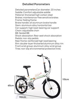 20 Inch Foldable Bike 20 Inch, Adult Portable City Bicycle, Carbon Steel Bicycle Folding Bicycle, Folding Bike for Men Women Students and Urban Commuters - pzsku/ZEE19073277620057DEE4Z/45/_/1710744107/5a098418-7629-46ab-b561-07cfbf313d69