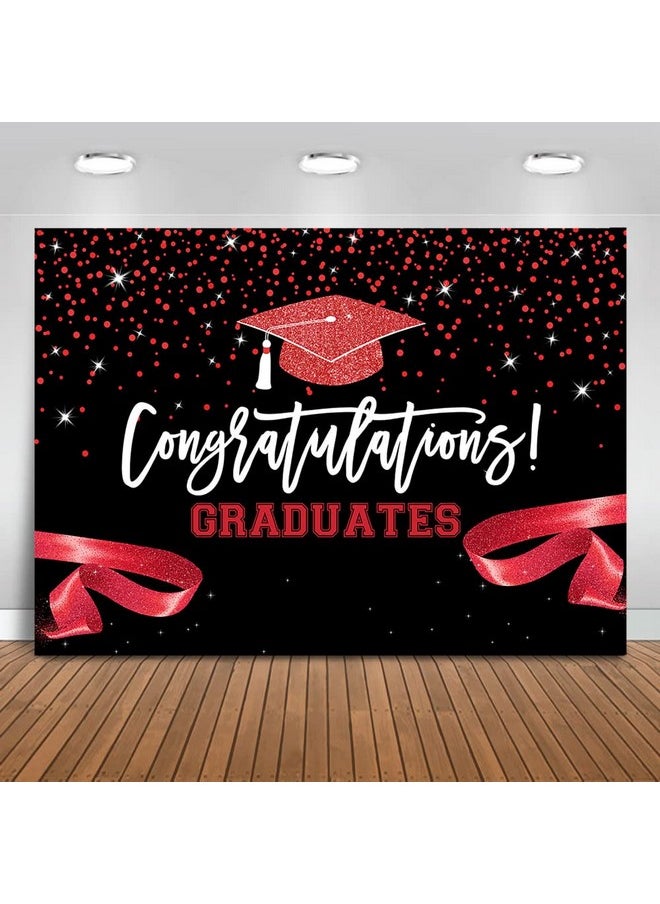 Mocsicka Red Black Class Of 2023 Backdrop Congratulations Graduates Background Graduation Prom Party Decoration Banner Photo Booth Props (7X5Ft)  - Image 1