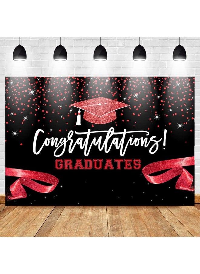 Mocsicka Red Black Class Of 2023 Backdrop Congratulations Graduates Background Graduation Prom Party Decoration Banner Photo Booth Props (7X5Ft)  - Image 4