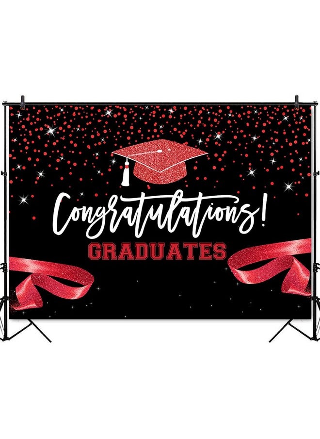 Mocsicka Red Black Class Of 2023 Backdrop Congratulations Graduates Background Graduation Prom Party Decoration Banner Photo Booth Props (7X5Ft)  - Image 3