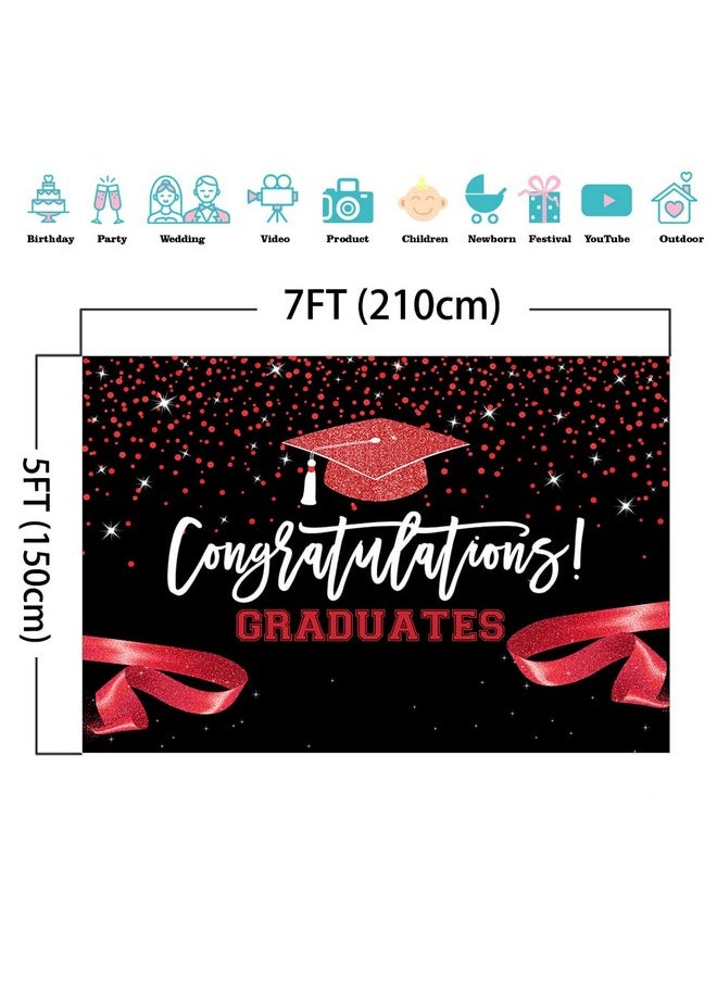 Mocsicka Red Black Class Of 2023 Backdrop Congratulations Graduates Background Graduation Prom Party Decoration Banner Photo Booth Props (7X5Ft)  - Image 5