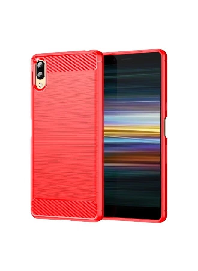PROMASS Case Cover For For Sony Xperia L3 Brushed Texture Carbon Fiber TPU Phone Case(Red)