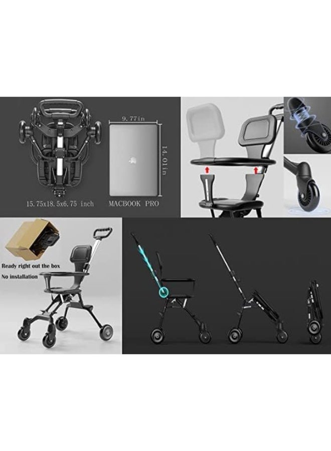 Pocket Stroller for Travel Stroller for Airplane- Portable Compact Airport Stroller - Small Stroller for Toddler Travel - All Terrain Stroller for Toddler Stroller for Upto 65 Lbs., black - Image 2