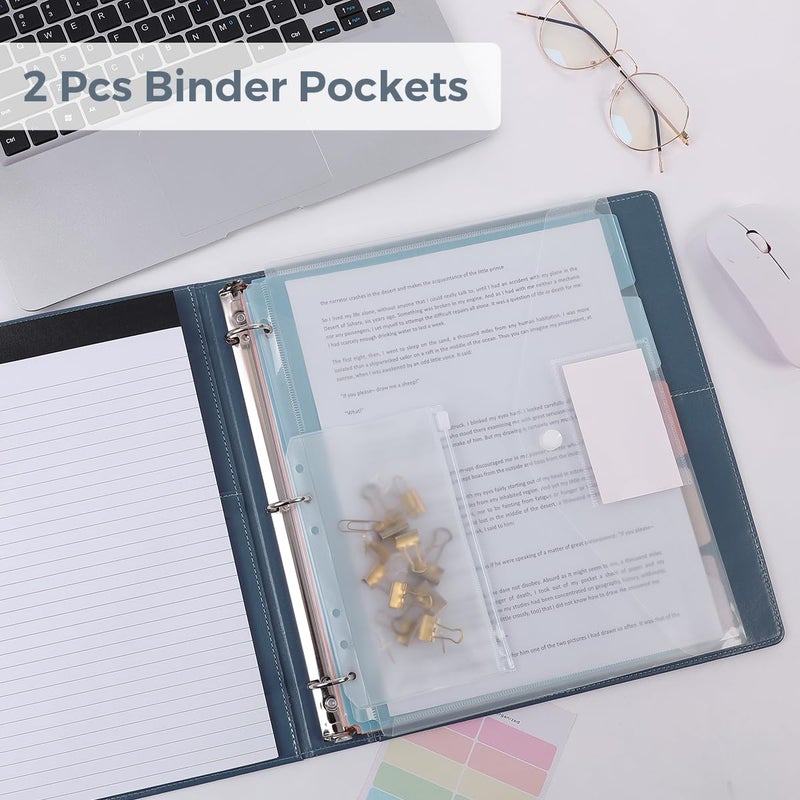 SKYDUE 3 Ring Binder with Clipboard 1 Inch, 13.2" Ã— 10.2" PU Clipboard Binder with Notepad & 5 Dividers with 5 Pockets, Labels, Clipboard Folder Great for School Office(Fit Letter Sized Paper) - Image 4