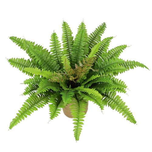 Galebeiren Galebeiren Artificial Ferns for Outdoors with Basket, 35in Diam 33 Leaves Ferns Artificial Potted Plants Large, Faux  - Image 2