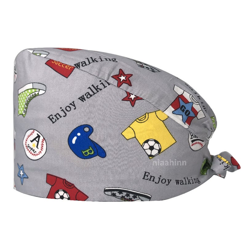 Surgical Cap Women'S Pure Cotton Breathable Printed Cap Men'S Dental Baotou Cap Dentist Nurse Cap Dust-Proof Work Cap - Image 1