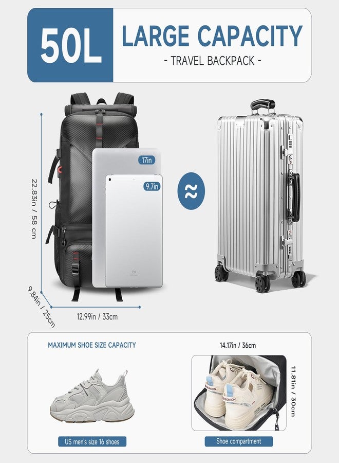 SWICKY Carry on Travel Backpack, 40L-50L Laptop Backpack with Shoes Compartment USB Charging Port, Flight Approved Convertible Large Duffle Luggage Bag Backpack Fit 17.3 Inch Laptops for Men Women - Image 4