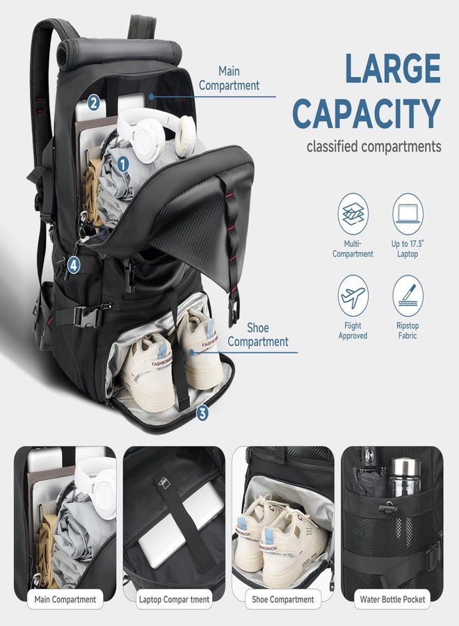 SWICKY Carry on Travel Backpack, 40L-50L Laptop Backpack with Shoes Compartment USB Charging Port, Flight Approved Convertible Large Duffle Luggage Bag Backpack Fit 17.3 Inch Laptops for Men Women - Image 2