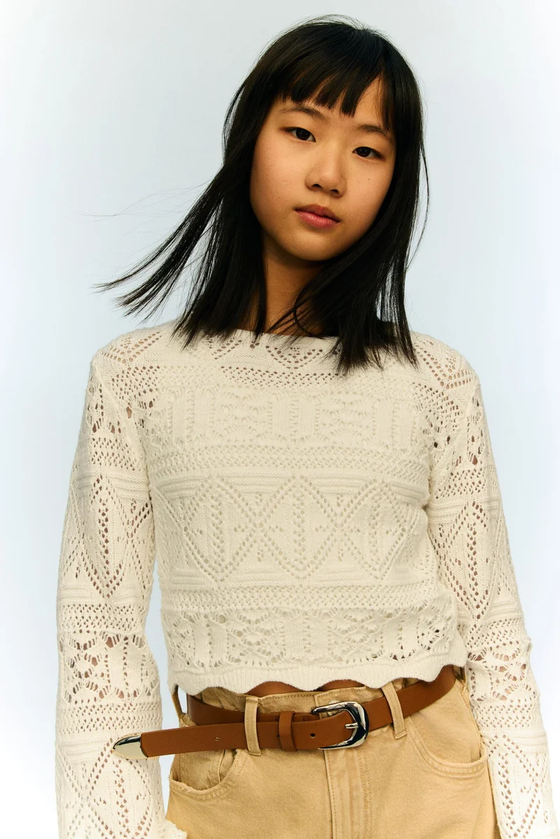 H&M Pointelle-knit cropped top