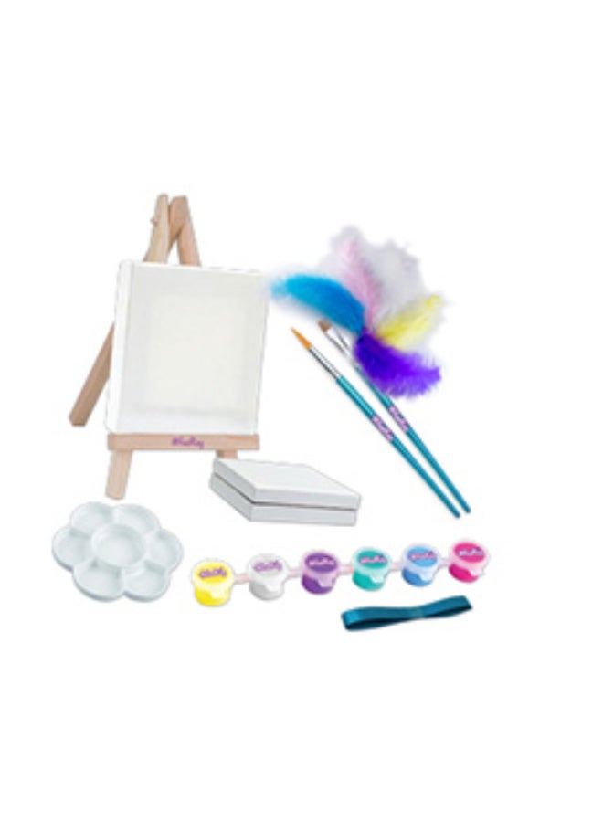 Hashtag Mini Canvas Art Kit for Kids – Paint & Decorate with Acrylic Colors, Easel, Stencils, Stickers & Glitter (33-Piece Set, Age 6+) - Image 4
