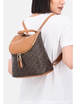 Jones New York Women Brand Logo Backpacks 34 H x 38 L x 16 W cm, Brown Combo  - Image 2