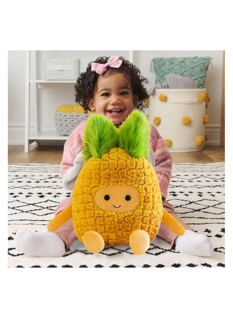 SYOSI Fruit Pineapple Stuffed Animals Plush Toys, Adorable Kids Character Animal Pillows, Super Soft & Washable, Fruit Friends for Play and Snuggles, Perfect for Room Decor, Gifts for Ages 3+ (Yellow) - Image 3