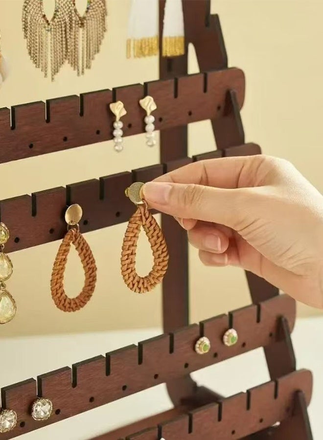 DUNISO Wooden Jewellery Display Stand, Necklace Tower Display Stand,7 Tier Jewellery Display Stand Stud Earring Organizer Hanging , Large Capacity, for Necklace, Bracelet and Keychain Jewelry Tray, Women's Ring Pendant, Gift for Women - Image 5