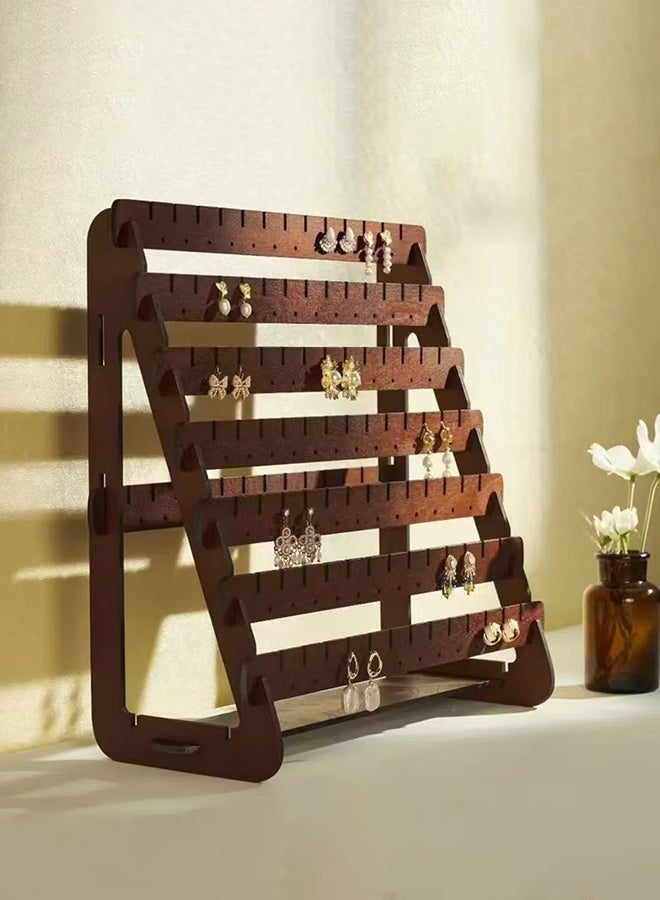 DUNISO Wooden Jewellery Display Stand, Necklace Tower Display Stand,7 Tier Jewellery Display Stand Stud Earring Organizer Hanging , Large Capacity, for Necklace, Bracelet and Keychain Jewelry Tray, Women's Ring Pendant, Gift for Women - Image 4