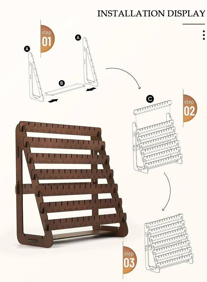 DUNISO Wooden Jewellery Display Stand, Necklace Tower Display Stand,7 Tier Jewellery Display Stand Stud Earring Organizer Hanging , Large Capacity, for Necklace, Bracelet and Keychain Jewelry Tray, Women's Ring Pendant, Gift for Women - Image 3