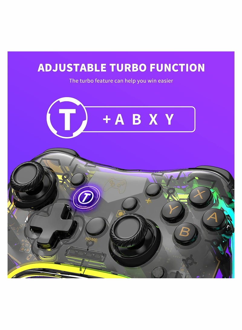 SOLARAE وحدة تحكم Switch Pro، وحدة تحكم لاسلكية متوافقة مع Switch/Switch Lite/Switch OLED وPC سلكي مع ضوء LED، وظيفة Turbo وWake-up - Image 4
