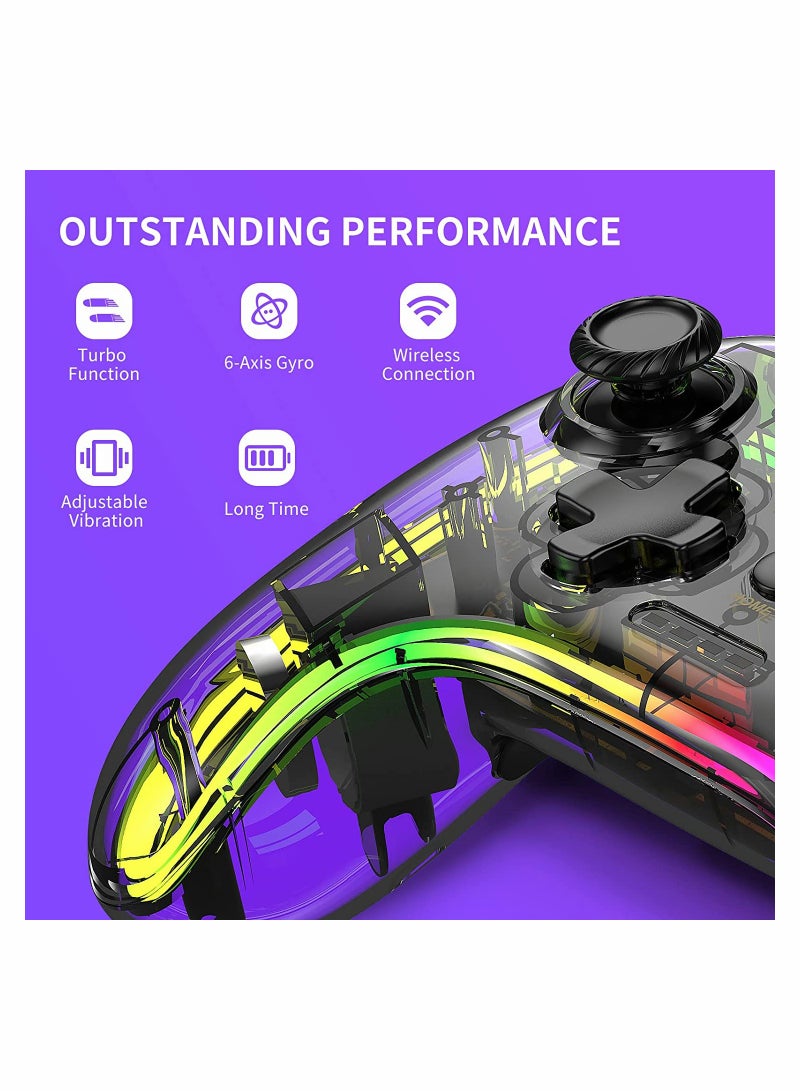 SOLARAE وحدة تحكم Switch Pro، وحدة تحكم لاسلكية متوافقة مع Switch/Switch Lite/Switch OLED وPC سلكي مع ضوء LED، وظيفة Turbo وWake-up - Image 2