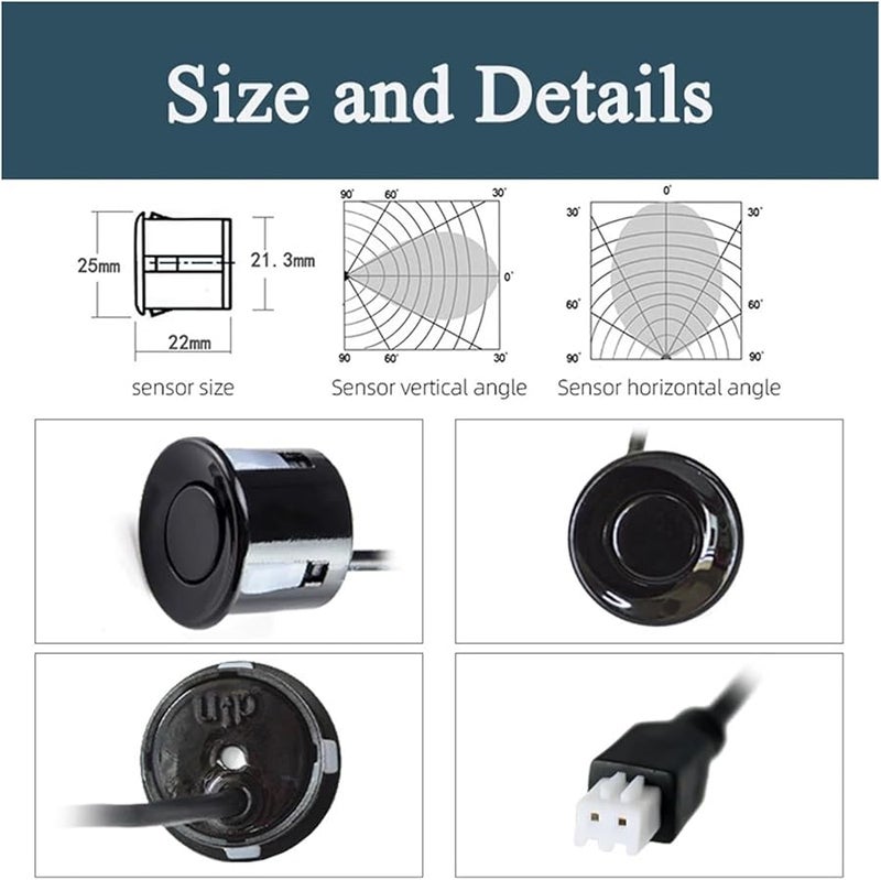 4 قطع أجهزة استشعار مواقف السيارات 22 ملم مسبار عكسي باللون الأحمر - Image 2