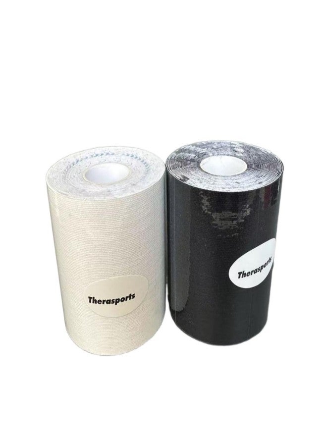 Therasports شريط ثيراسبورتس لكرة القدم (لفتان) - شريط رياضي خالٍ من اللاتكس، يحمي من حروق العشب، مصمم للاعبين الصغار، الابن، الابنة، الحفيد، لاصق، مقاوم للماء، مرن، أسود وأبيض (3 بوصات) - Image 5