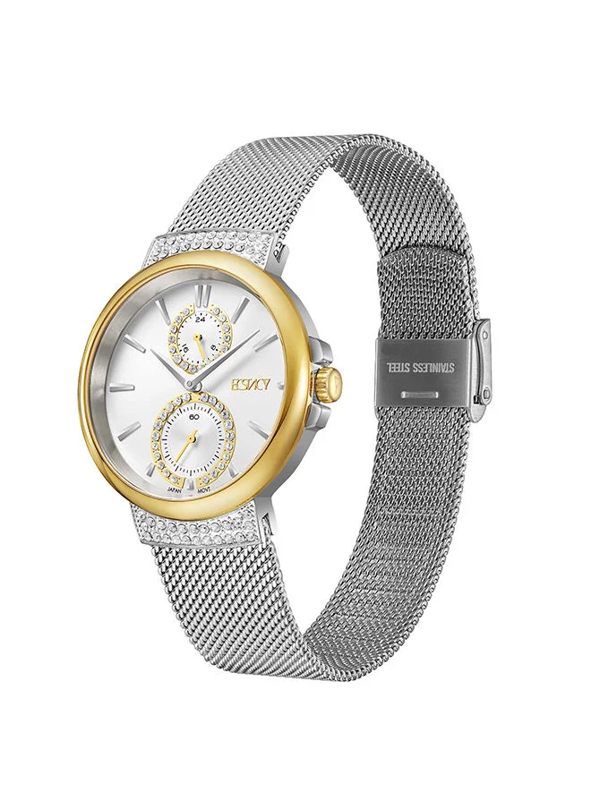 إكستاسي ECSTACY Women's Multi Function Silver Sunray  Dial Watch - E23603-TMSS