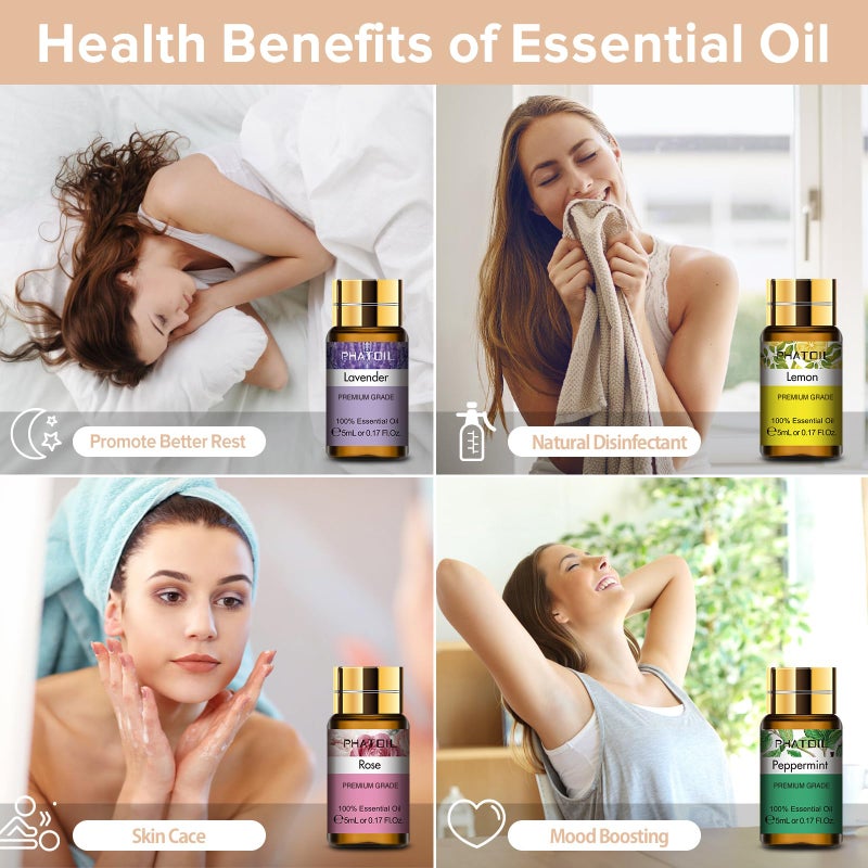 PHATOIL 15PCS Essential Oils Gift Set - Premium Quality 100% Natural Pure Essential Oils for Aromatherapy Diffuser Yoga Home Office Soap Candle Making- 5ml/Bottle - Image 3
