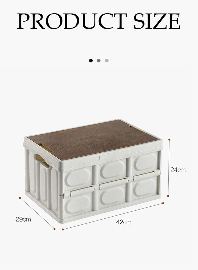 DUNISO Foldable storage box, multifunctional portable plastic box with lid and handle, used for storing clothes, snacks, toys, and books, home office outdoor, 42 * 29 * 24cm, white  - Image 2