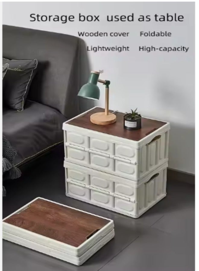 DUNISO Foldable storage box, multifunctional portable plastic box with lid and handle, used for storing clothes, snacks, toys, and books, home office outdoor, 42 * 29 * 24cm, white  - Image 3