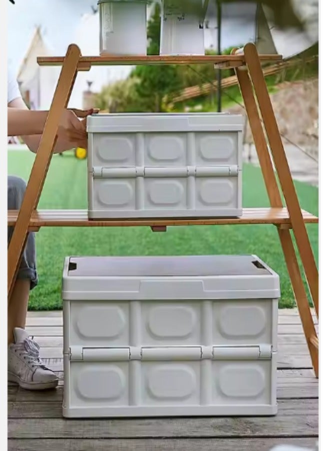 DUNISO Foldable storage box, multifunctional portable plastic box with lid and handle, used for storing clothes, snacks, toys, and books, home office outdoor, 42 * 29 * 24cm, white  - Image 4