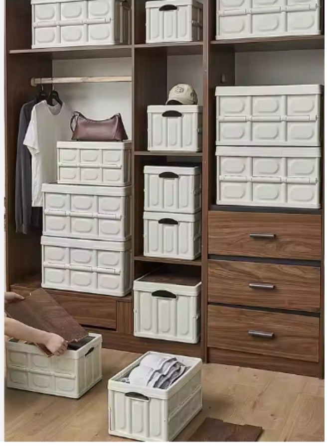DUNISO Foldable storage box, multifunctional portable plastic box with lid and handle, used for storing clothes, snacks, toys, and books, home office outdoor, 42 * 29 * 24cm, white  - Image 5