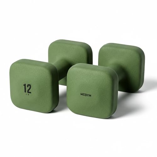 WeGym SafeGrip Square Dumbbells with Anti Slip Handles, Aesthetic Free Weights for Home Workouts, Stable Design Prevents Rolling during Floor Exercises (12LB, Pair Forest) - Image 1