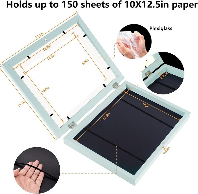 طقم من 2 إطار لعرض أعمال الأطفال: مقاس 10 × 12.5 بوصة بدون طاولة عرضية أو 8.5 × 11 بوصة مع طاولة عرضية - قابل للتركيب على الحائط بواسطة قفل مفتوح، يحتوي على ما يصل إلى 50 عمل فني لأعمال الأطفال في المنزل أو المدرسة، ورسومات وحركات يدوية ثلاثية الأبعاد - Image 5