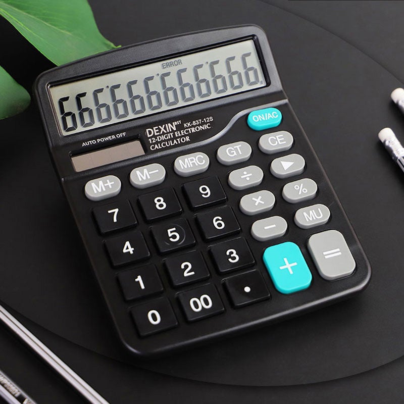 Office Desktop Calculator 12 Large Screen Solar Dual Power Computer Student Supplies - Image 2