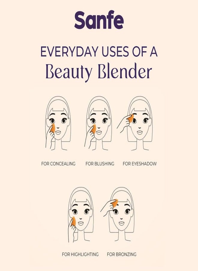 Sanfe Beauty Blender Set Makeup Sponge Blending Face Makeup, Foundation Cleaner Puff (Pack of 6) - Image 3