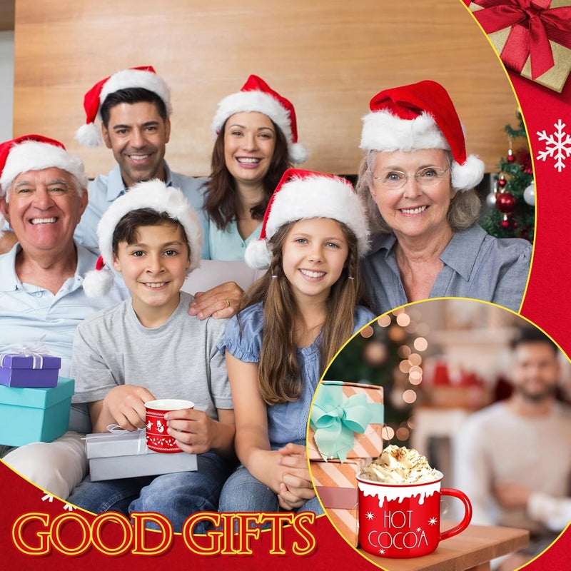 Baderke مجموعة باديركي 12 قطعة من أكواب السيراميك المزخرفة بمناسبة عيد الميلاد مع شريط 11 أونصة لأكواب الكاكاو الساخن والقهوة لعيد الميلاد سانتا لعطلة الشتاء لتزيين المراكز هدية تدفئة المنزل - Image 5