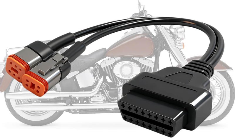 BSNOVT OBD2 Diagnostic Scanner Adapter Cable for Harley Davidson,2 in 1 Motorcycle OBD Scanner Adapter Cable (16Pin to 4Pin and 16Pin to 6Pin) 12" OBD2 Cable - Image 1