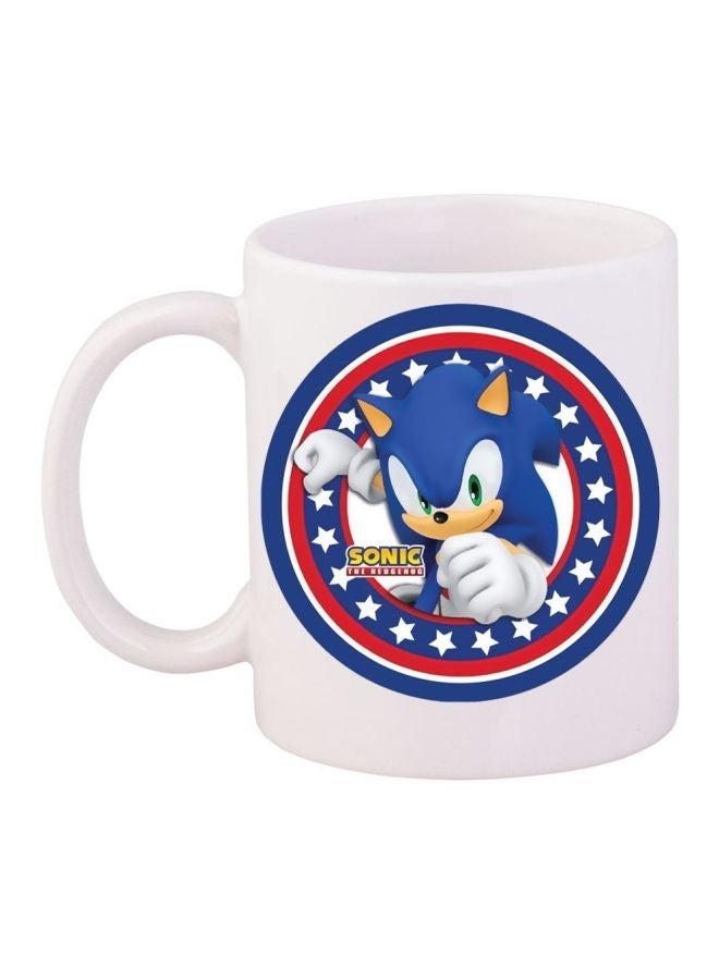 RYN Cartoon Printed Coffee Mug White/Blue/Red 11ounce