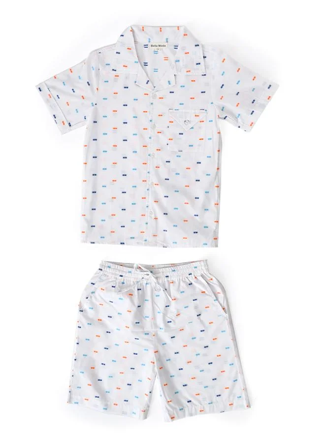Bella Moda Boys Printed Half Sleeve Shirt and Shorts Set