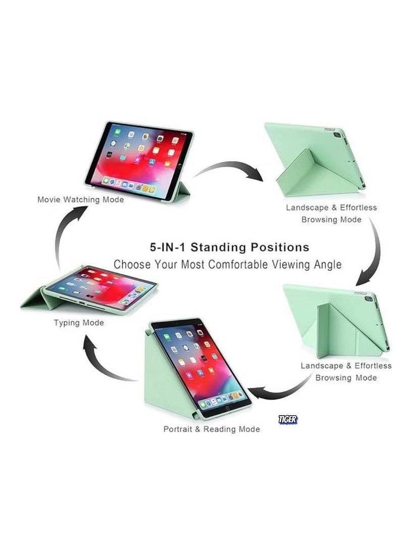 TIGER iPad 10.2 Inch Case for iPad 9th Generation 2021, iPad 8th Generation 2020 & iPad 7th Generation 2019, 5-in-1 Multiple Viewing Angles, Auto Wake/Sleep Soft Back Cover, Matcha Green - Image 2