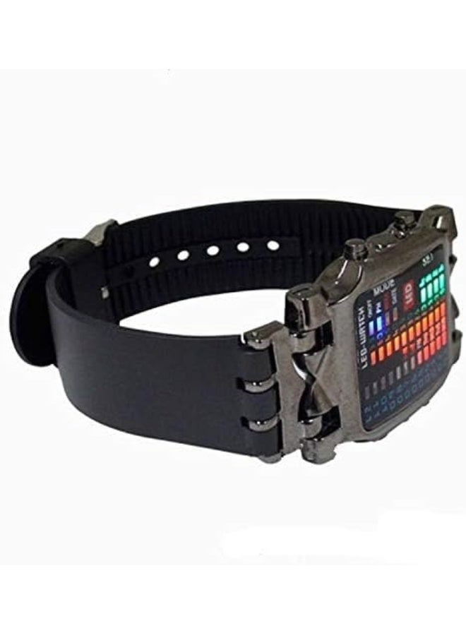 Men Cool Digital Watch Binary Time LED Display Waterproof with Rubber Band Unique Creative Fashion Sport Wristwatches One PCS - Image 5