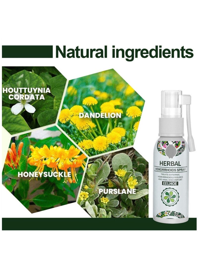 EELHOE Hemorrhoid Healing Spray Hemorrhoid Treatment Natural Herbal Hemorrhoid & Fissure Ointment Fast Relief Hemorrhoid Spray Healing Formula 30ml - Image 4