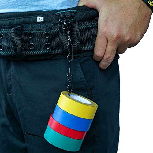 MELOTOUGH Tape Thong for Tool Belt Waist Electricians Tape Holder Chain with Keyring and trigger snap hook Black Plating 2 pack - Image 5