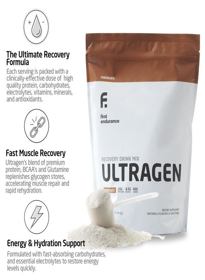 FIRST ENDURANCE Ultragen Workout Recovery Drink Powder, Protein Mix, Boosts Energy, Accelerates Recovery | Chocolate, 15 Servings - Image 2