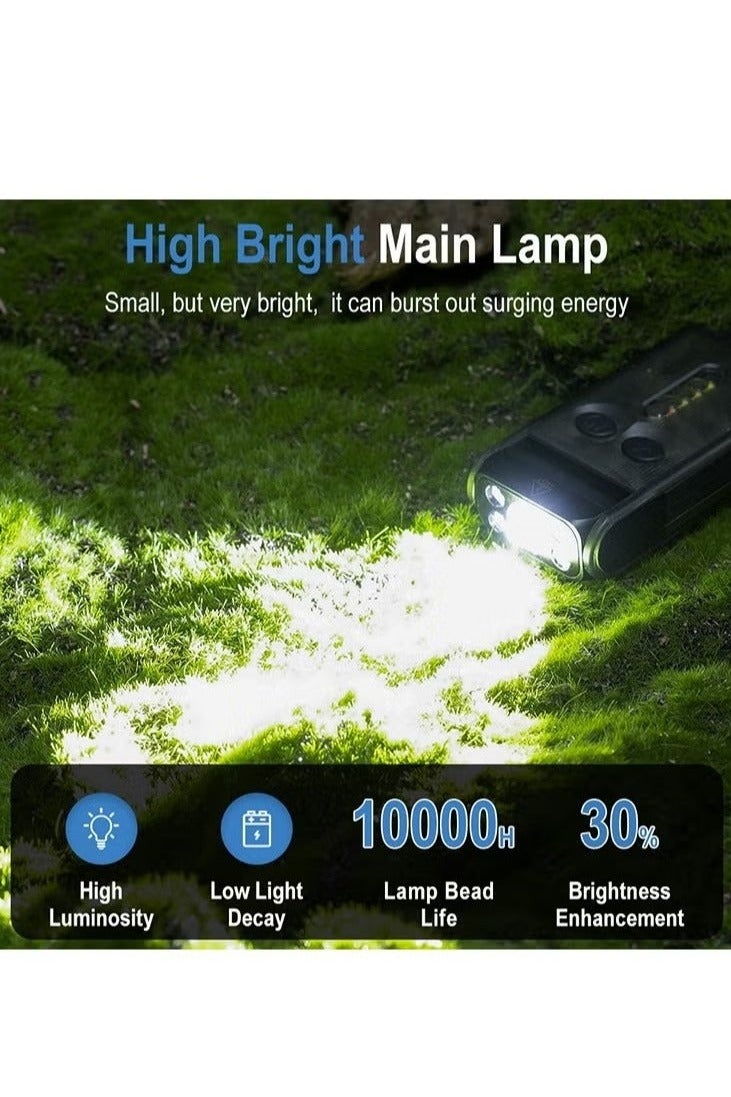 BORUIT V30 LED Keychain EDC Fluorescence Flashlight Clip Warm Work Light Type-C Rechargeable Torch Magnet Camping Pocket Lantern (Black) - Image 4