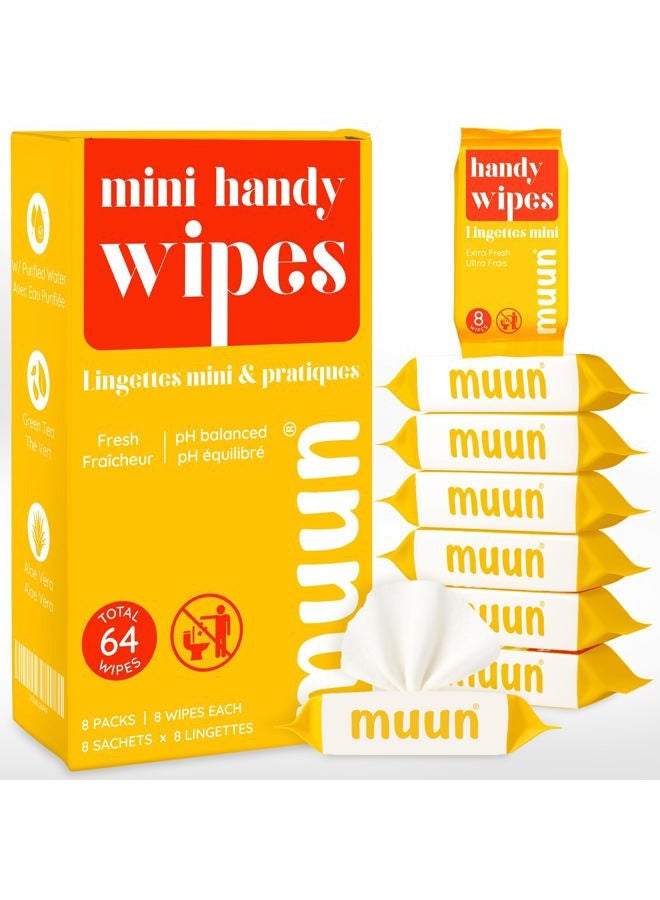 Muun Travel Mini Wipes for Adults and Kids - Travel Wipes - Alcohol Free Unscented Wet Wipes Travel Size 64 - Image 1