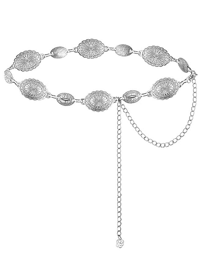 Women'S Belts Women'S Western Metal Concho Belt, Chain Belt, Suitable For Dresses And Jeans Adjustable Fashion Belt Simple And Versatile - Image 1