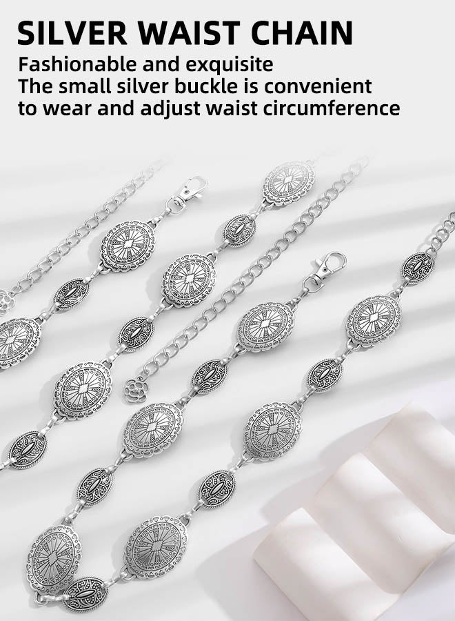 Women'S Belts Women'S Western Metal Concho Belt, Chain Belt, Suitable For Dresses And Jeans Adjustable Fashion Belt Simple And Versatile - Image 5