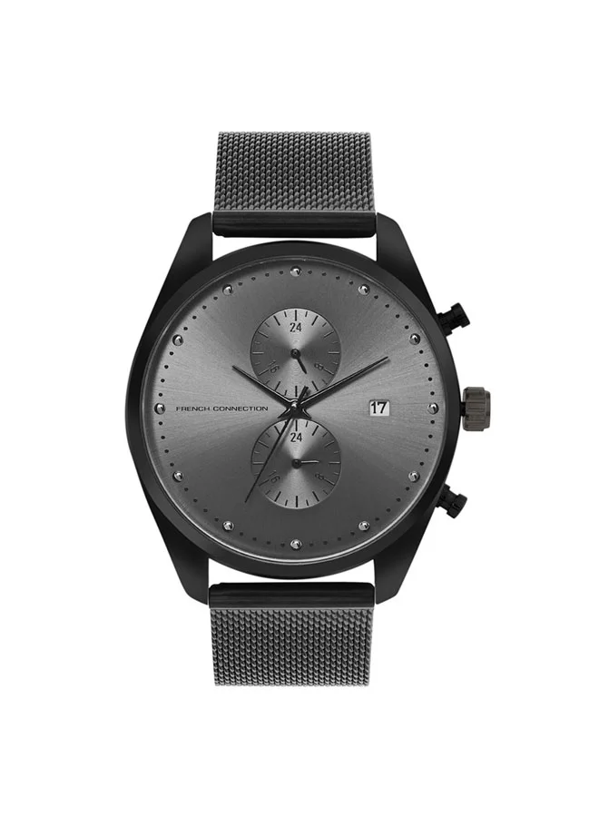 French Connection 44mm Men's Quartz Watch with Gun Dial