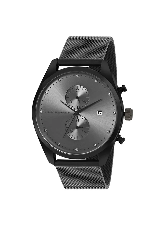 French Connection 44mm Men's Quartz Watch with Gun Dial