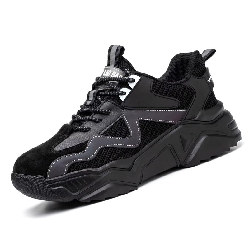 Ruivina Steel Toe Shoes for Women Safety Shoes Wide fit Indestructible Work Sneakers Men Lightweight Slip on Resistant Breathable Puncture Proof Composite Toe Shoe Black 38 - Image 1