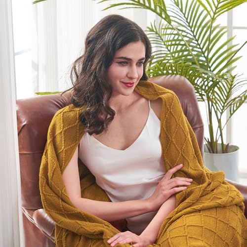 inhand Knitted Fall Throw Blanket for Couch and Bed Knit Fall Decor Halloween Blanket with Tassel Brown Lightweight Decorative Farmhouse Warm Woven Blankets and Throws for Women 60x80 - Image 3